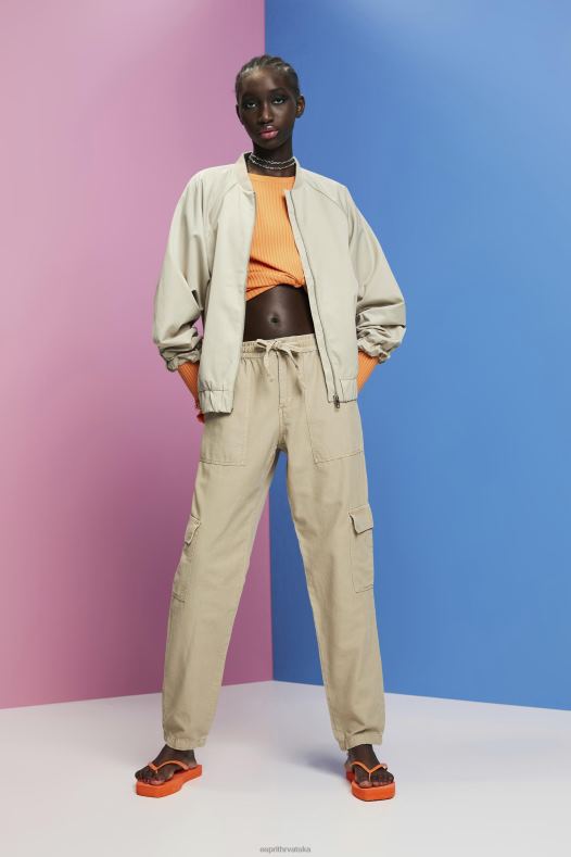 Esprit žene Cargo hlače od miješane tkanine s tencelom prašnjavo zelena hlače & hlače A48RT265