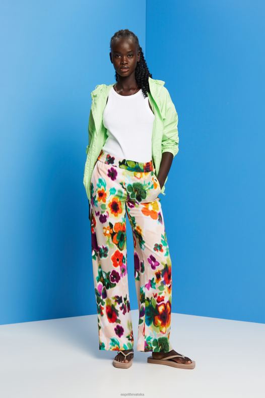 Esprit žene široke hlače s cvjetnim printom bijela hlače & hlače A48RT131