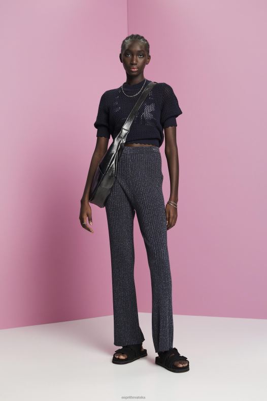 Esprit žene pletene hlače sa svjetlucavim efektom mornarica hlače & hlače A48RT259