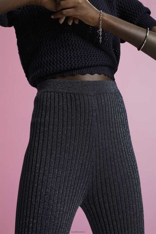 Esprit žene pletene hlače sa svjetlucavim efektom mornarica hlače & hlače A48RT259