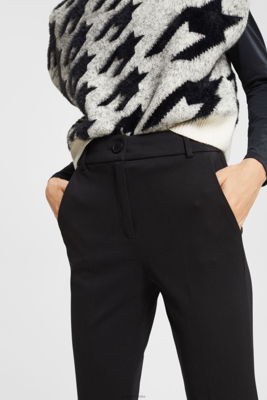 Esprit žene rastezljive hlače s visokim strukom crno hlače & hlače A48RT335