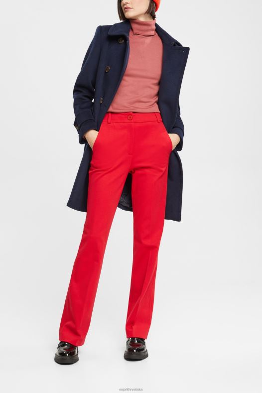 Esprit žene rastezljive hlače s visokim strukom tamno crvena hlače & hlače A48RT336