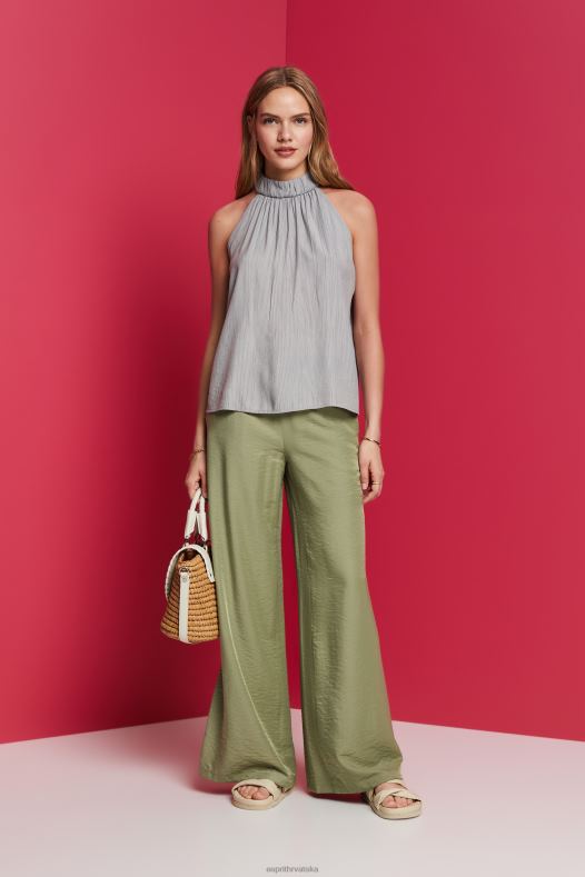 Esprit žene satenske široke hlače svijetli kaki hlače & hlače A48RT91