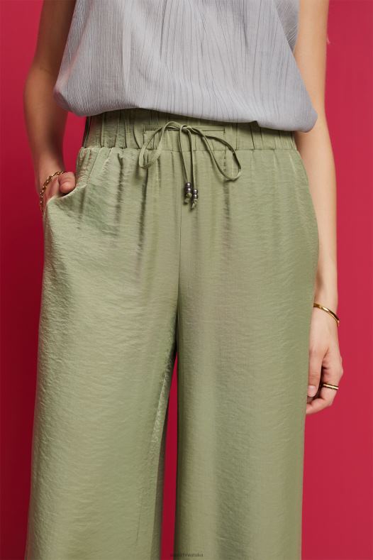 Esprit žene satenske široke hlače svijetli kaki hlače & hlače A48RT91