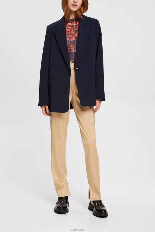 Esprit žene visoke hlače s podijeljenim rubom krem bež hlače & hlače A48RT326