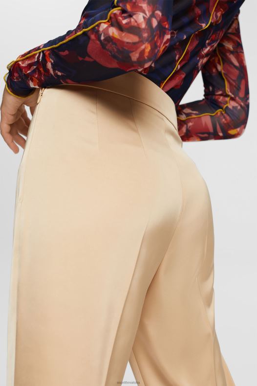 Esprit žene visoke hlače s podijeljenim rubom krem bež hlače & hlače A48RT326