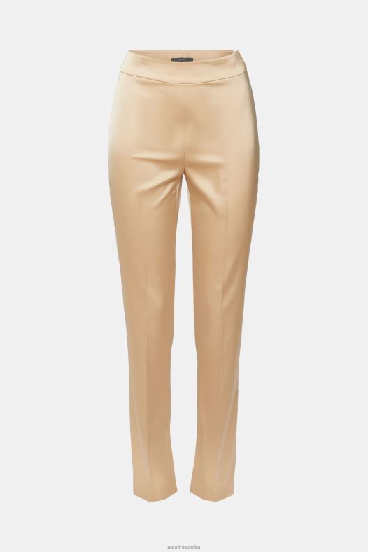 Esprit žene visoke hlače s podijeljenim rubom krem bež hlače & hlače A48RT326