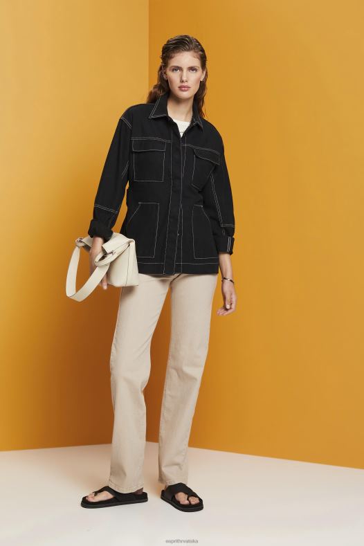 Esprit žene jakna od kepera s remenom crno jakne A48RT291