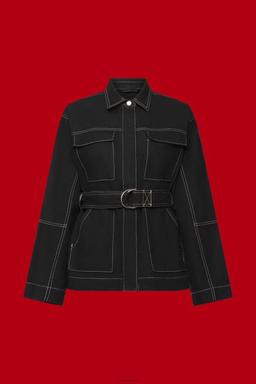 Esprit žene jakna od kepera s remenom crno jakne A48RT291