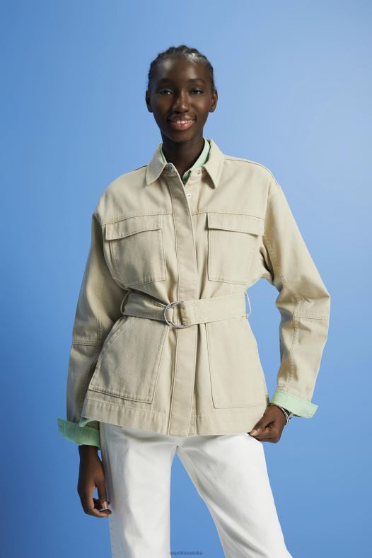 Esprit žene jakna od kepera s remenom pijesak jakne A48RT292