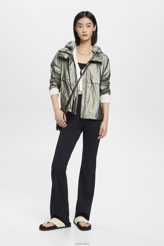 Esprit žene metalik sjajna jakna s kapuljačom tamno plavozelena jakne A48RT267