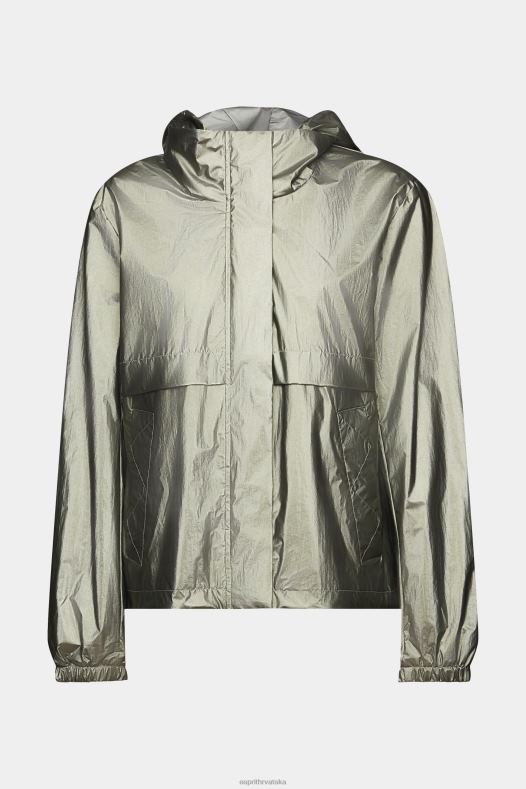 Esprit žene metalik sjajna jakna s kapuljačom tamno plavozelena jakne A48RT267