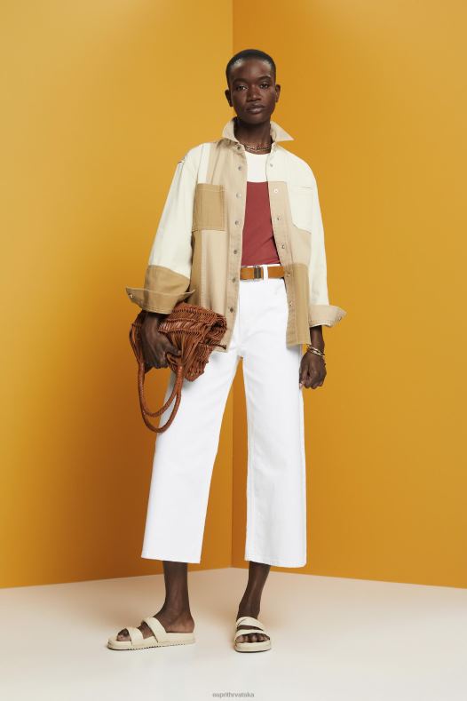 Esprit žene patchwork shacket bež jakne A48RT293