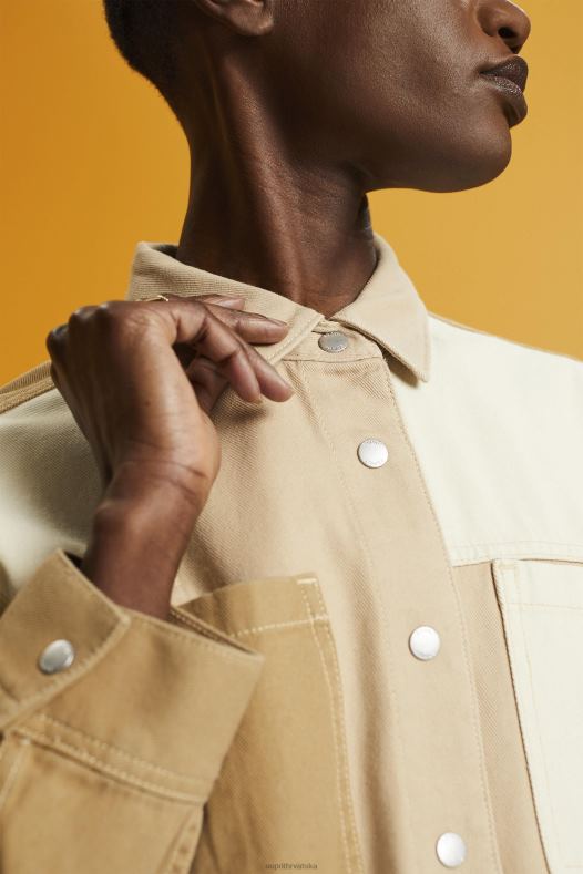 Esprit žene patchwork shacket bež jakne A48RT293