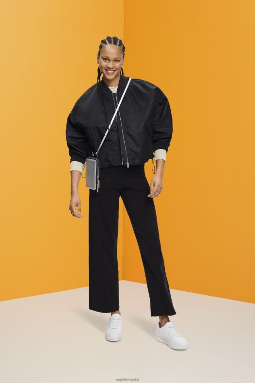 Esprit žene prevelika bomber jakna crno jakne A48RT213