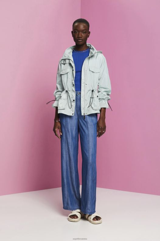 Esprit žene reciklirano: kišna jakna s kapuljačom svijetlo vodeno zelena jakne A48RT95