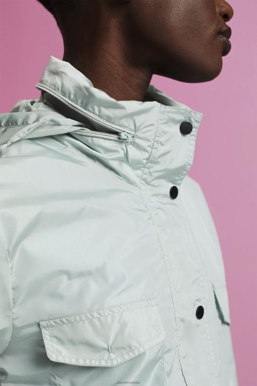 Esprit žene reciklirano: kišna jakna s kapuljačom svijetlo vodeno zelena jakne A48RT95