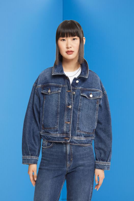 Esprit žene skraćena traper jakna plava srednje pranje jakne A48RT550