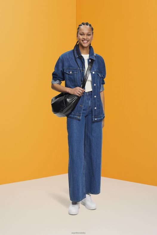 Esprit žene traper jakna s remenom za vezanje plava srednje pranje jakne A48RT215