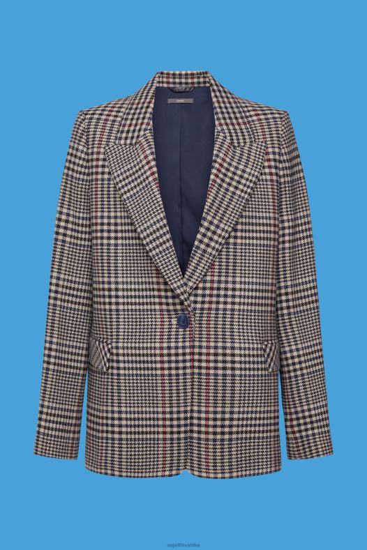 Esprit žene karirani blejzer od mješavine vune krem bež Kaputi A48RT447