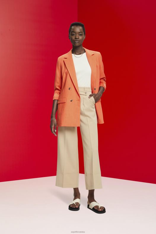 Esprit žene predimenzionirani blejzer s dvorednim kopčanjem narančasto crvena Kaputi A48RT313