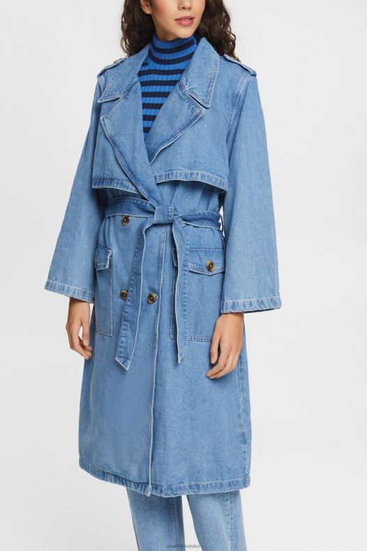 Esprit žene traper baloner plavo svjetlo pranje Kaputi A48RT486