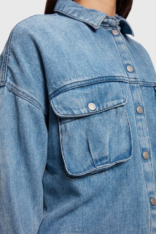 Esprit žene ležerna traper košulja plavo svjetlo pranje košulje A48RT485