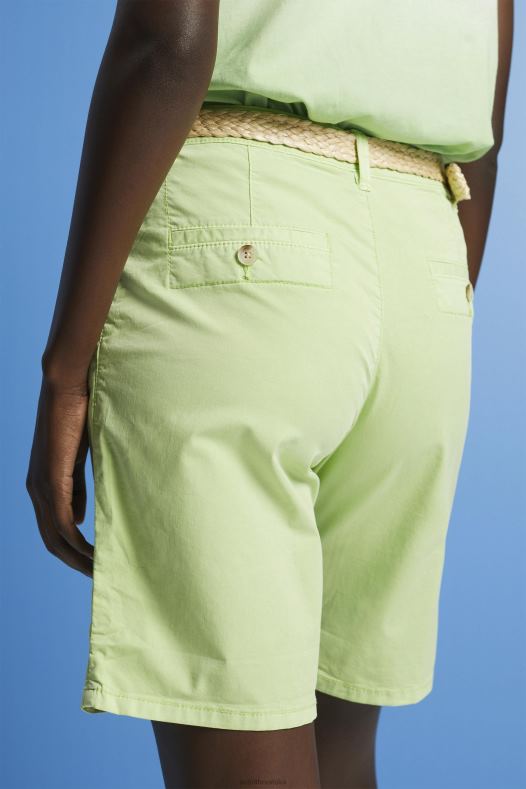 Esprit žene kratke hlače s pletenim pojasom od rafije citrusno zelena kratke hlače A48RT263