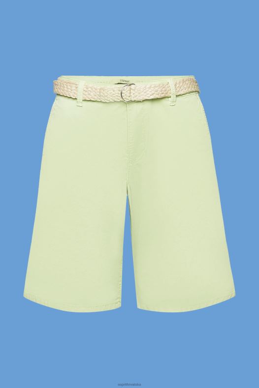 Esprit žene kratke hlače s pletenim pojasom od rafije citrusno zelena kratke hlače A48RT263