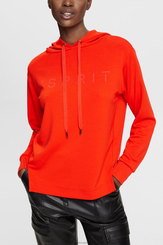 Esprit žene hoodie s printom logotipa Crvena majice i majice s kapuljačom A48RT559