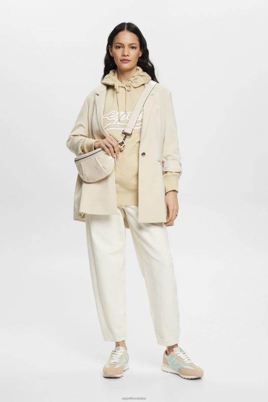 Esprit žene hoodie s printom logotipa bež majice i majice s kapuljačom A48RT169