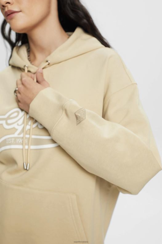 Esprit žene hoodie s printom logotipa bež majice i majice s kapuljačom A48RT169