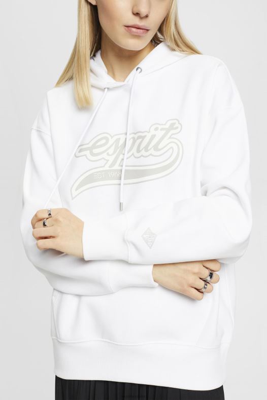 Esprit žene hoodie s printom logotipa bijela majice i majice s kapuljačom A48RT168