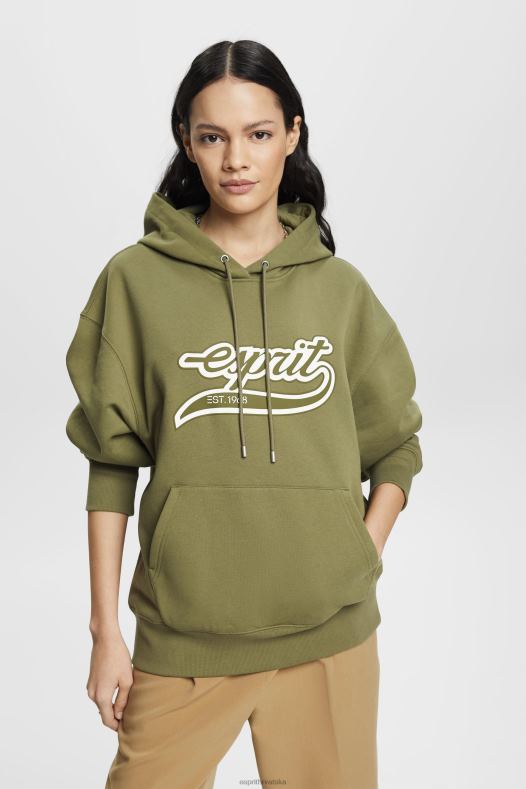 Esprit žene hoodie s printom logotipa maslina majice i majice s kapuljačom A48RT170