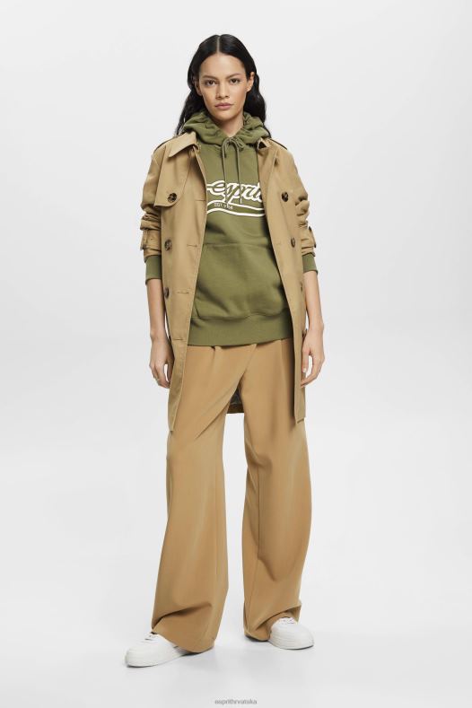 Esprit žene hoodie s printom logotipa maslina majice i majice s kapuljačom A48RT170