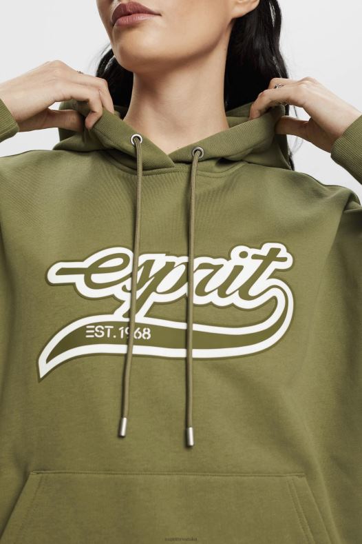 Esprit žene hoodie s printom logotipa maslina majice i majice s kapuljačom A48RT170