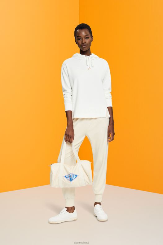 Esprit žene hoodie s printom logotipa prljavo bijelo majice i majice s kapuljačom A48RT558