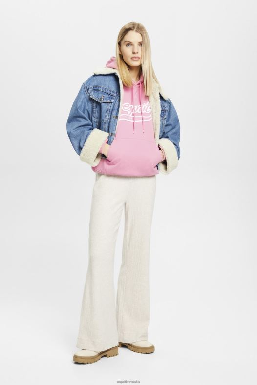 Esprit žene hoodie s printom logotipa ružičasta majice i majice s kapuljačom A48RT172