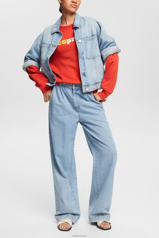 Esprit žene ležerna majica s puff printom logotipa narančasto crvena majice i majice s kapuljačom A48RT366