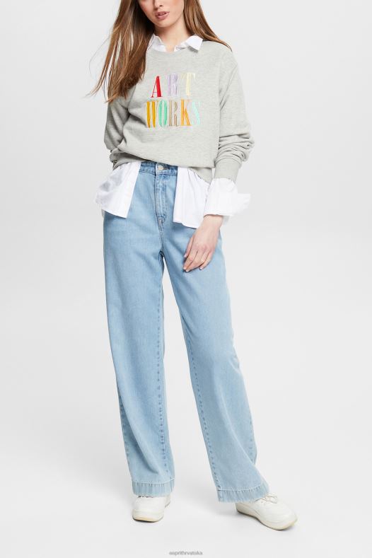 Esprit žene ležerna majica s sloganom Svijetlo siva majice i majice s kapuljačom A48RT540