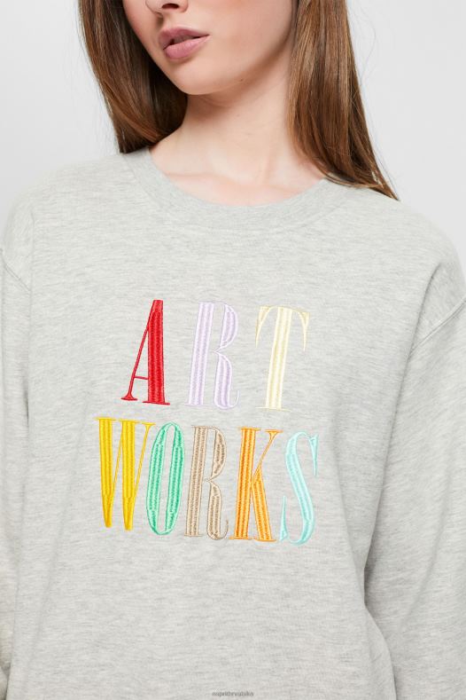 Esprit žene ležerna majica s sloganom Svijetlo siva majice i majice s kapuljačom A48RT540