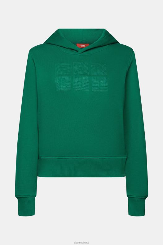 Esprit žene majica s izvezenim logom, organski pamuk tamnozelene majice i majice s kapuljačom A48RT8