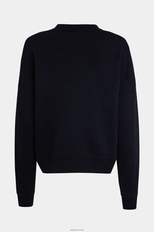 Esprit žene majica s printom logotipa crno majice i majice s kapuljačom A48RT463