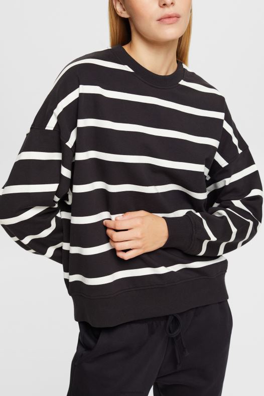 Esprit žene prugasta majica crno majice i majice s kapuljačom A48RT521