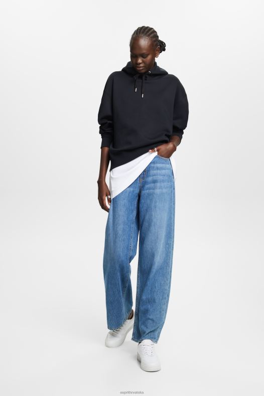 Esprit žene reciklirano: prevelika majica s kapuljačom crno majice i majice s kapuljačom A48RT29