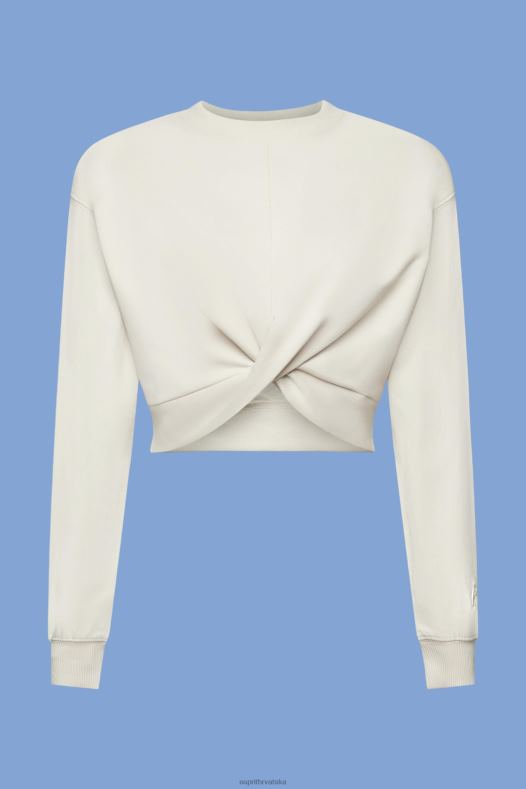 Esprit žene skraćena majica s detaljima čvorova svijetlo taupe majice i majice s kapuljačom A48RT218