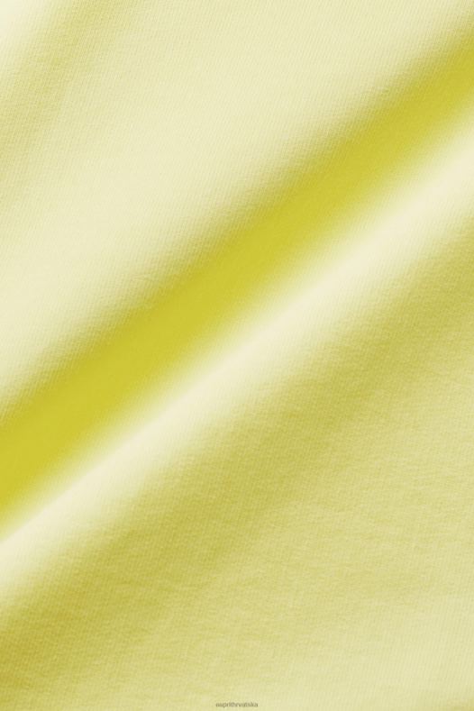 Esprit žene skraćena majica s detaljima čvorova žuta boja majice i majice s kapuljačom A48RT219