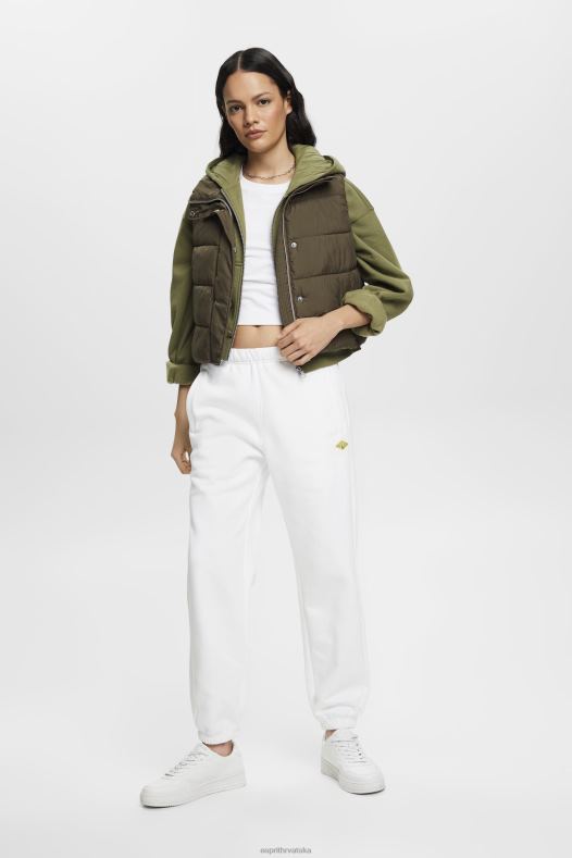 Esprit žene skraćena majica s kapuljačom s patentnim zatvaračem i logotipom na leđima maslina majice i majice s kapuljačom A48RT164