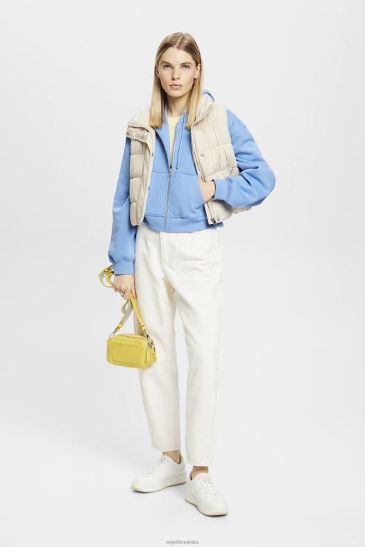 Esprit žene skraćena majica s kapuljačom s patentnim zatvaračem i logotipom na leđima svijetloplava boja lavande majice i majice s kapuljačom A48RT166