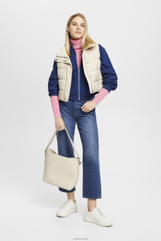 Esprit žene skraćena majica s kapuljačom s patentnim zatvaračem i logotipom na leđima tinta majice i majice s kapuljačom A48RT165